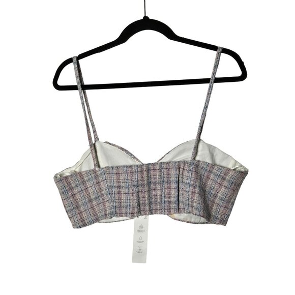 NWT Zara Womens Tweed Bustier Crop Top Size XLarge Summer Festival Metallic - Picture 2 of 9